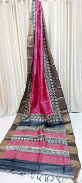 Tussar handblock print saree